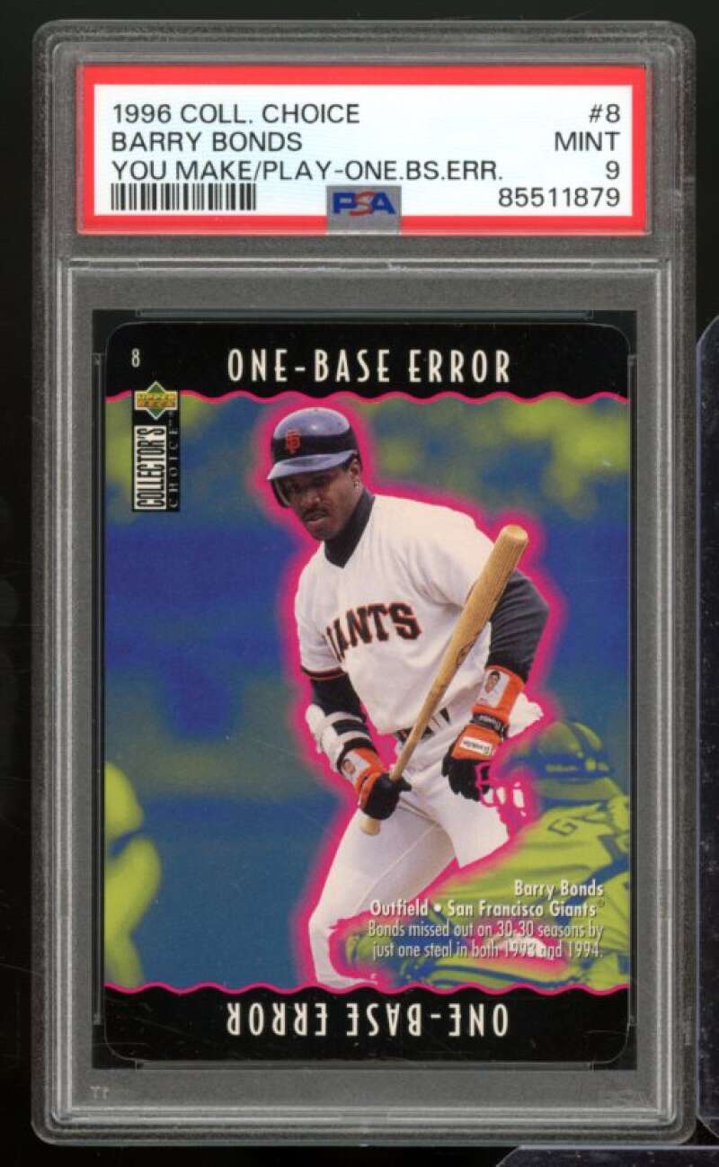 Barry Bonds Card 1996 Collector's Choice #8 PSA 9 Image 1