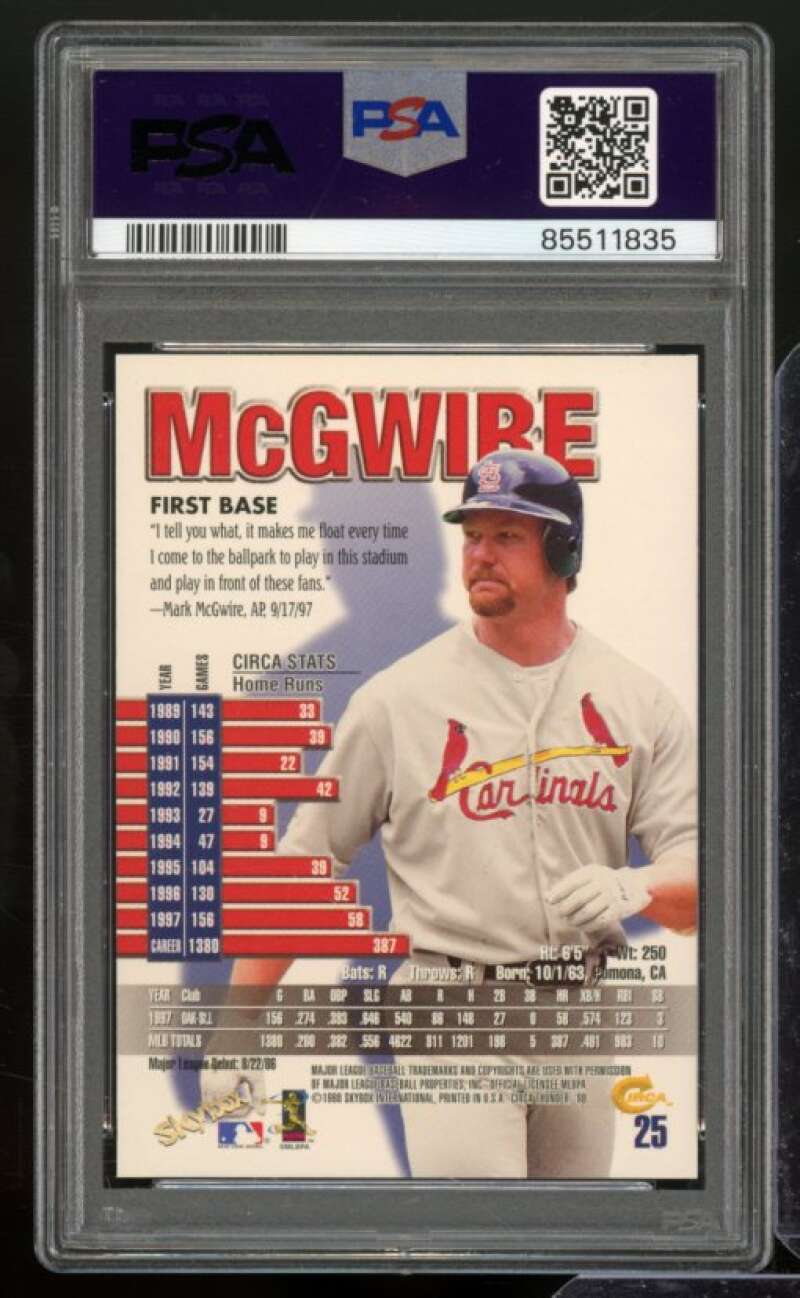 Mark McGwire Card 1998 Circa Thunder #25 PSA 9 Image 2