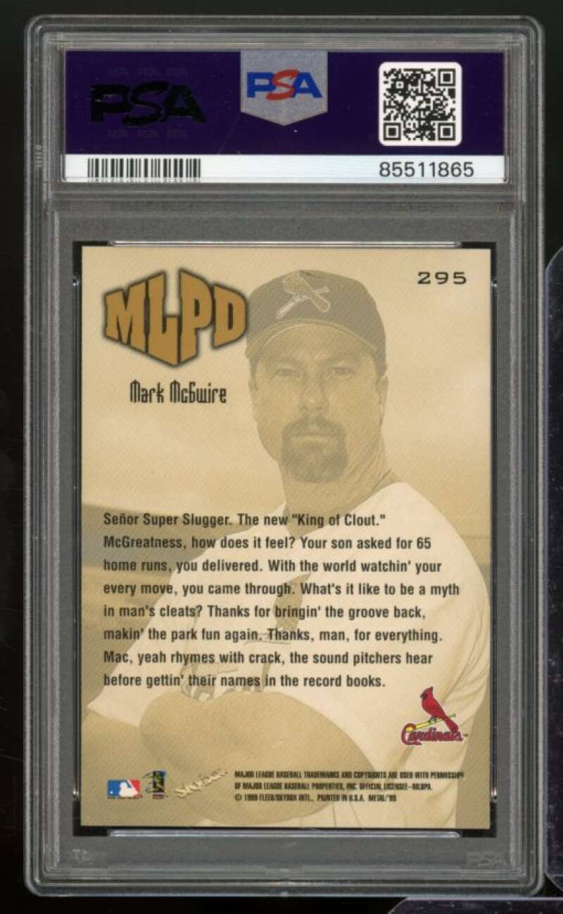 Mark McGwire Card 1999 Metal Universe #295 PSA 9 Image 2