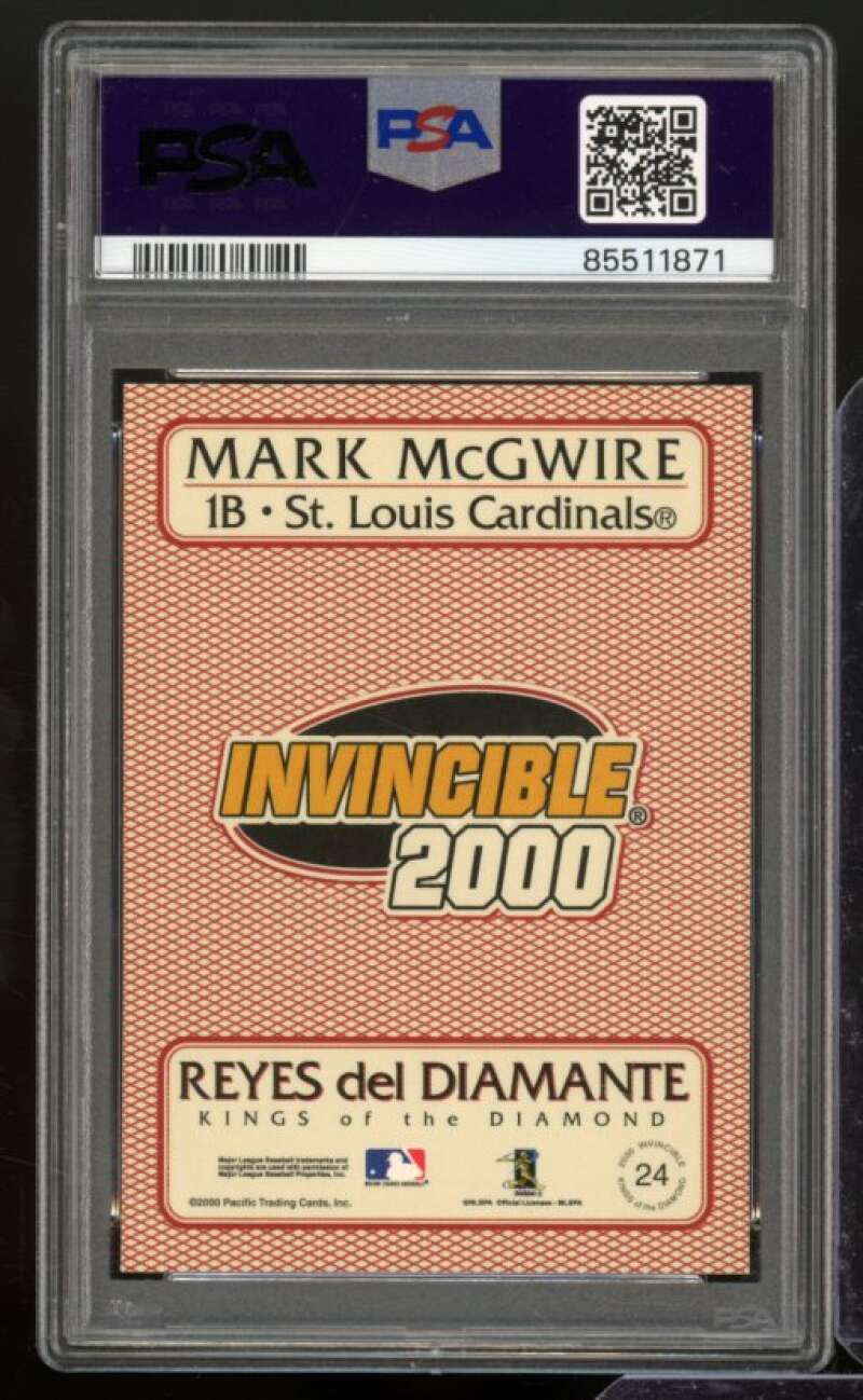 Mark McGwire Card 2000 Pacific Invincible Kings Of The Diamond #24 PSA 9 Image 2