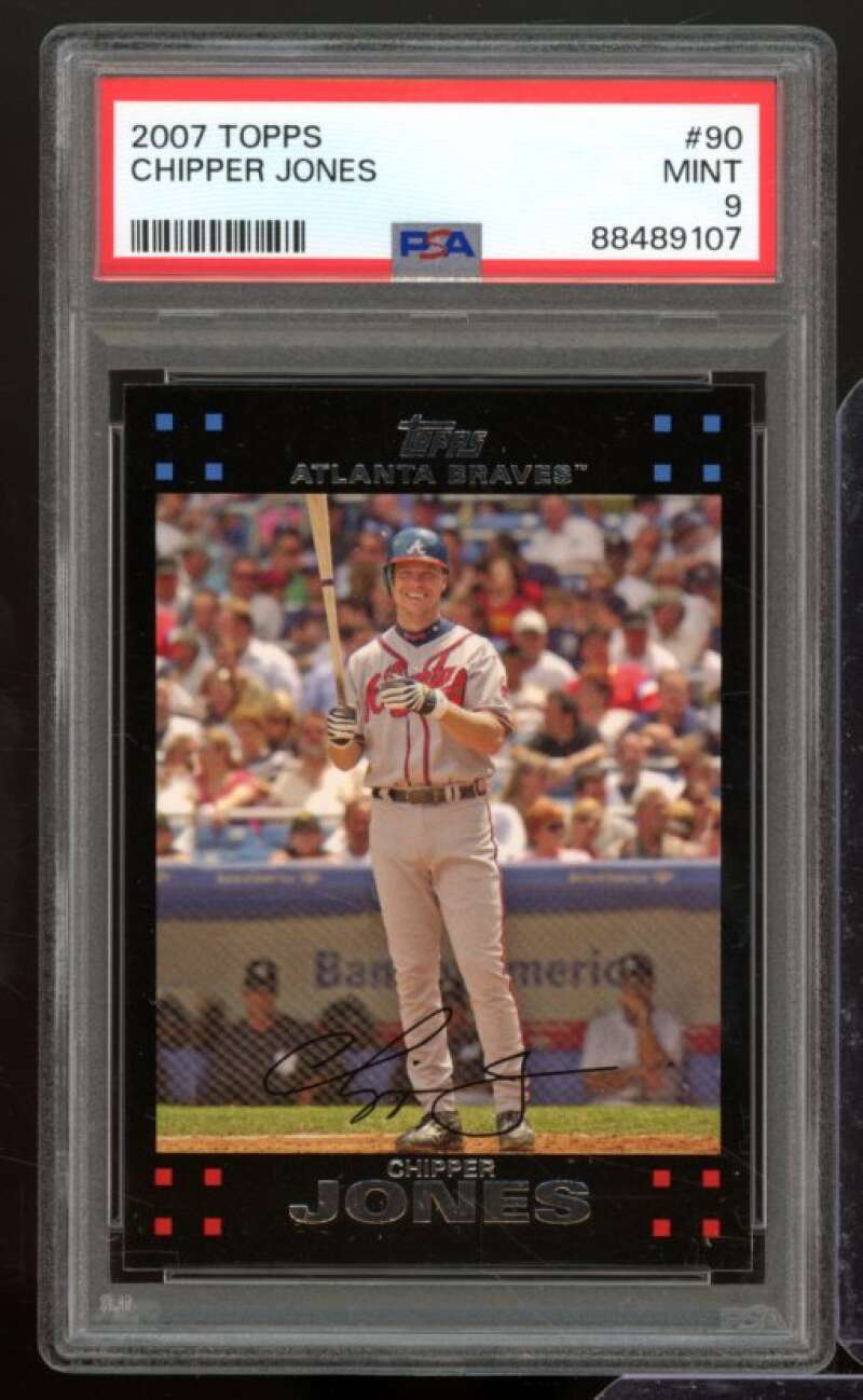 Chipper Jones Card 2007 Topps #90 PSA 9 Image 1