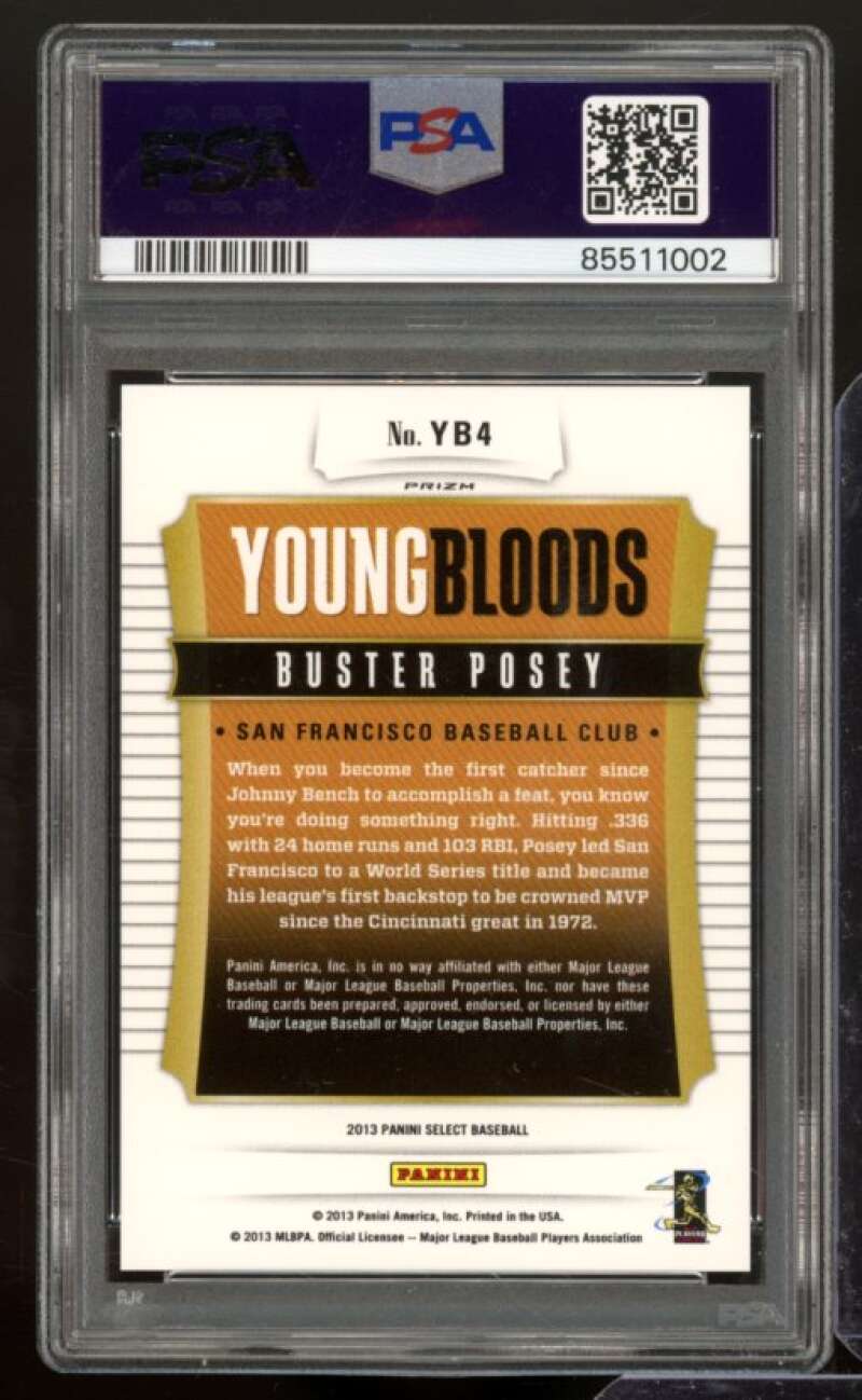 Buster Posey Card 2013 Panini Select Youngbloods Prizm #YB4 PSA 8 Image 2