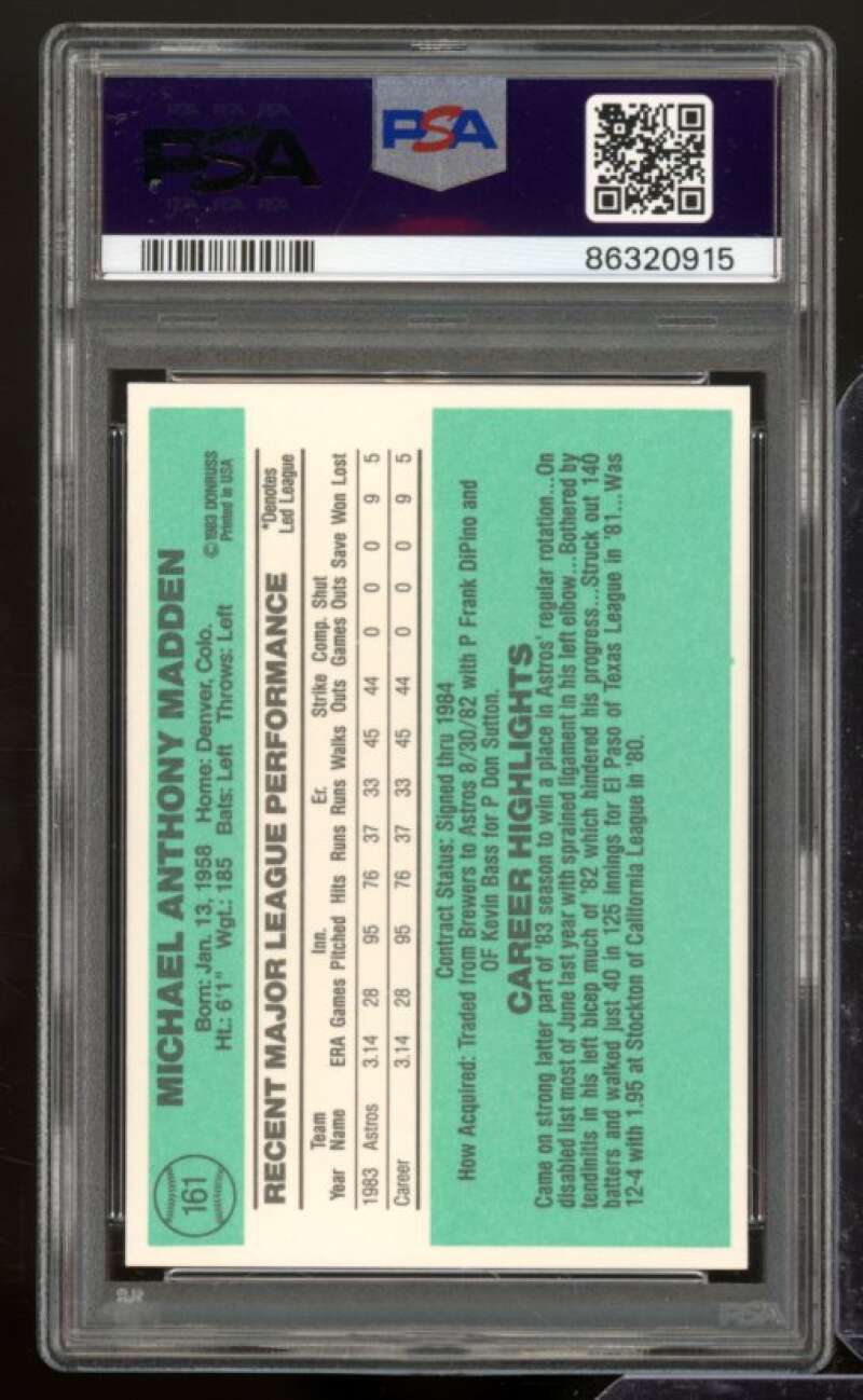 Mike Madden Rookie Card 1984 Donruss #161 PSA 7 Image 2