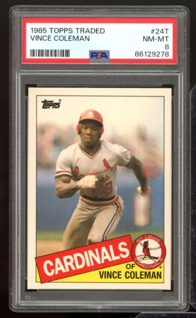 Vince Coleman Rookie Card 1985 Topps Traded #24T PSA 8 Image 1