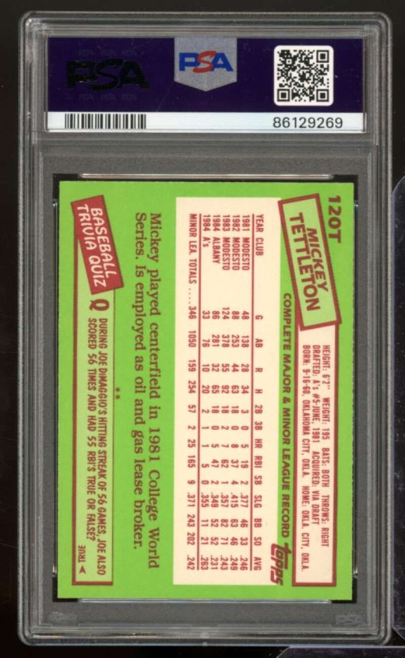 Mickey Tettleton Rookie Card 1985 Topps Traded #120T PSA 7 Image 2