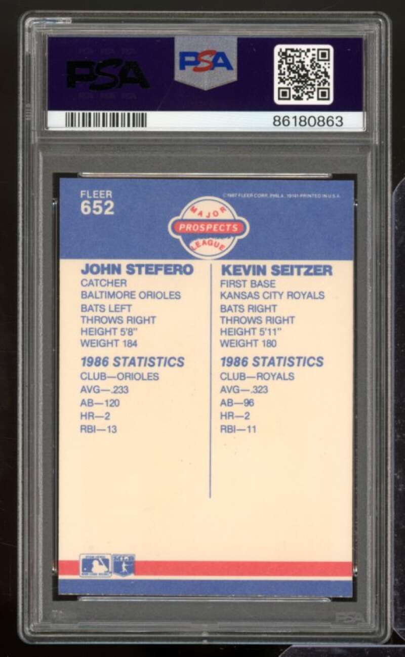 Kevin Seitzer/John Stefero Rookie Card 1987 Fleer #652 PSA 9 Image 2