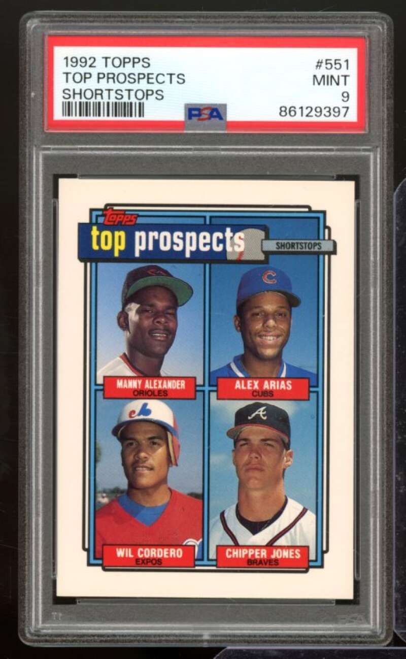 Alexander / Arias / Cordero / Chipper Jones Card 1992 Topps #551 PSA 9 Image 1