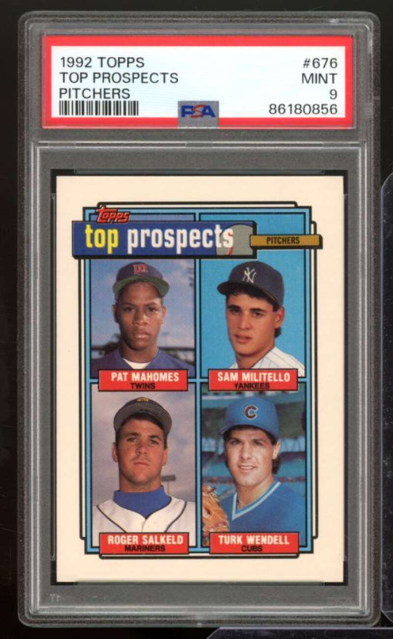 Pat Mahomes Rookie / Militello / Salked / Wendell Card 1992 Topps #676 PSA 9 Image 1