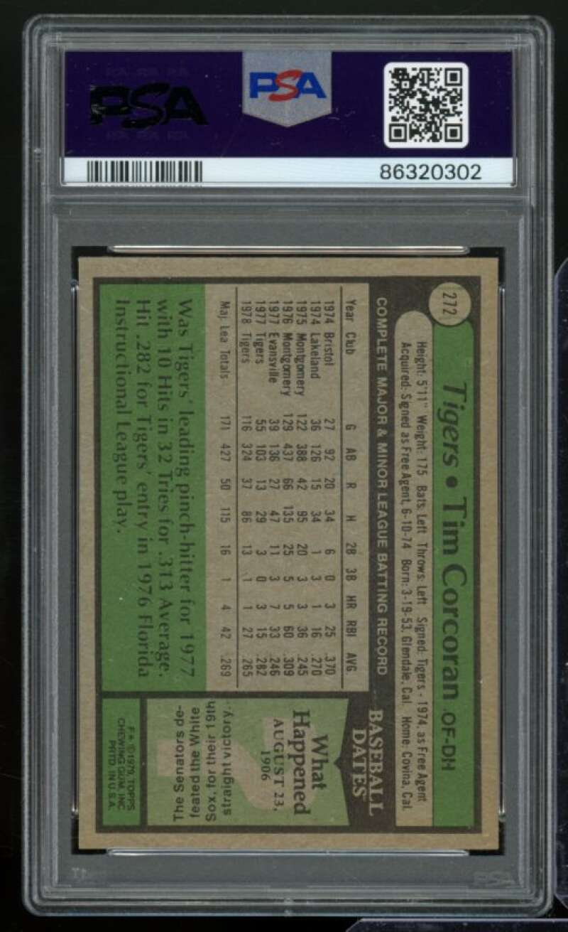 Tim Corcoran Card 1979 Topps #272 PSA 7 Image 2