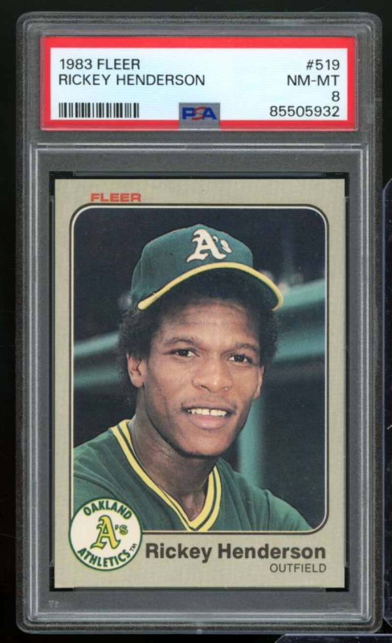 Rickey Henderson Card 1983 Fleer #519 PSA 8 Image 1