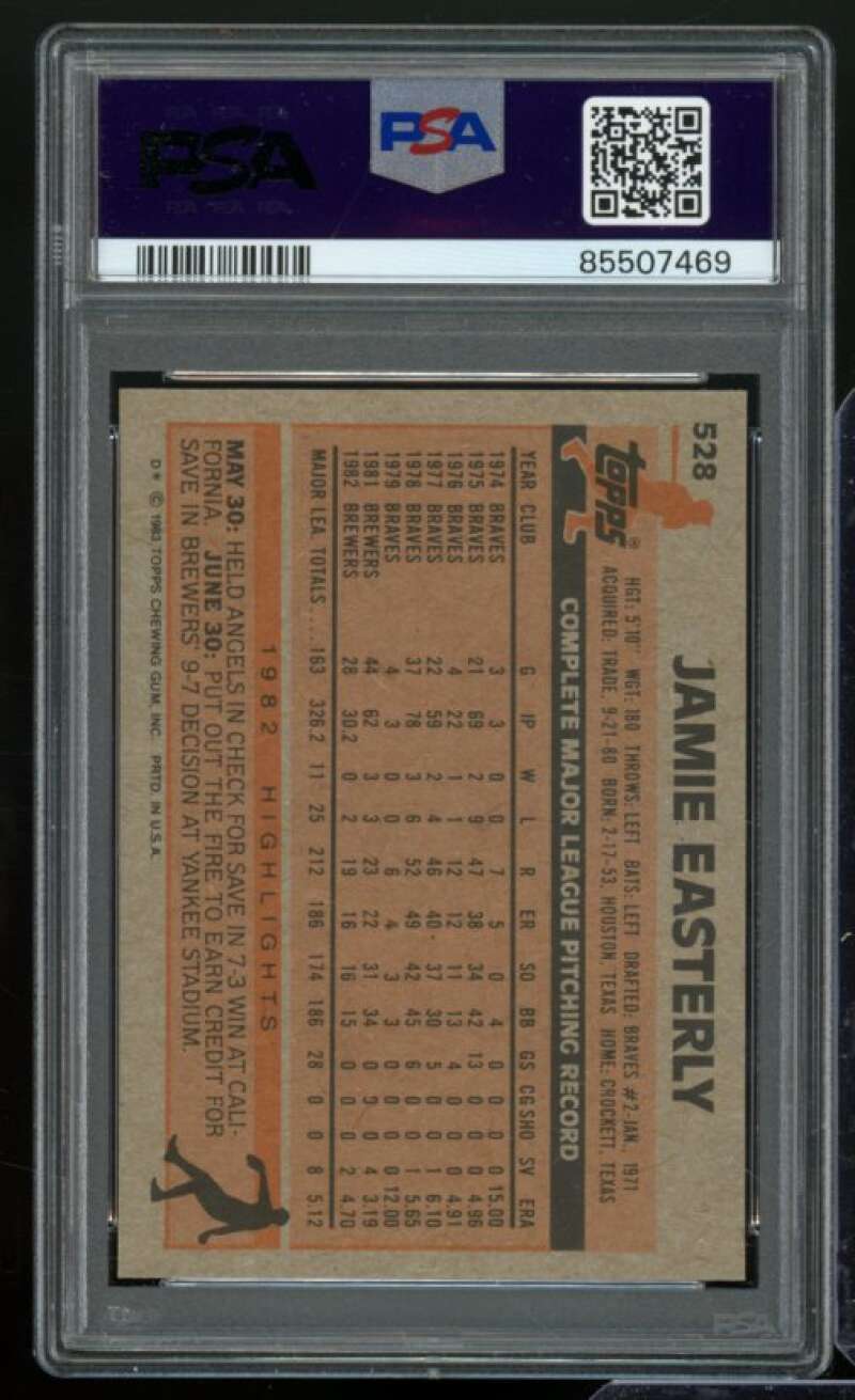 Jamie Easterly Card 1983 Topps #528 PSA 7 Image 2