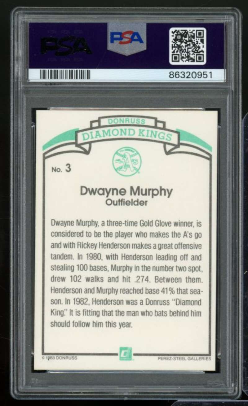 Dwayne Murphy Card 1984 Donruss #3 PSA 9 Image 2