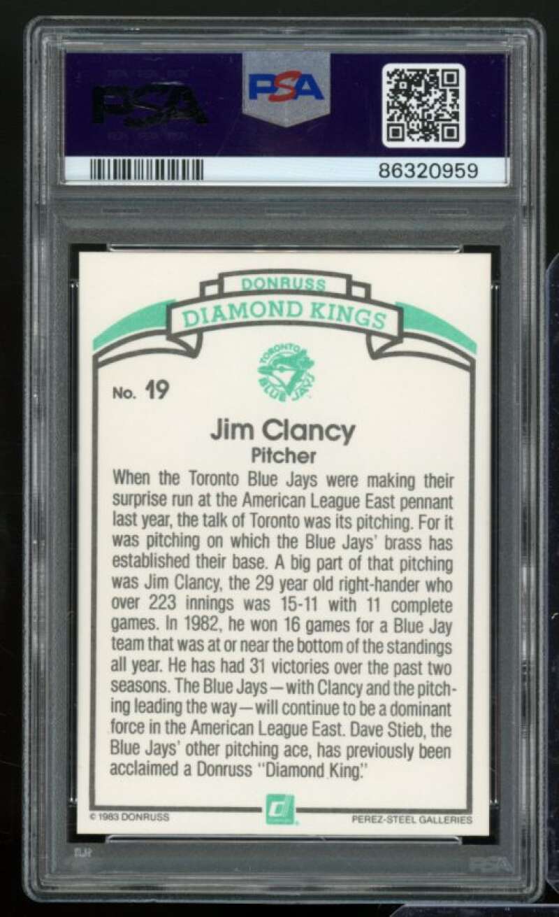 Jim Clancy Card 1984 Donruss #19 PSA 8 Image 2