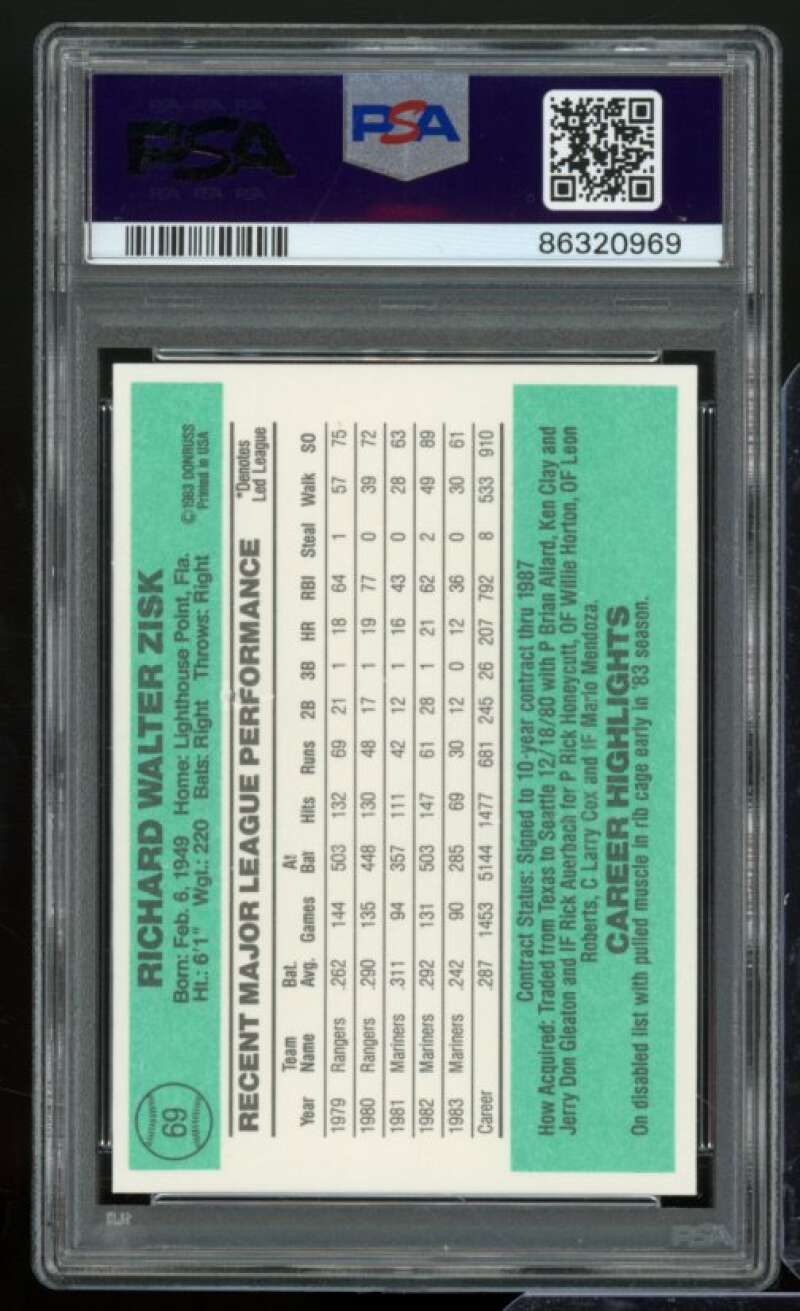 Richie Zisk Card 1984 Donruss #69 PSA 9 Image 2