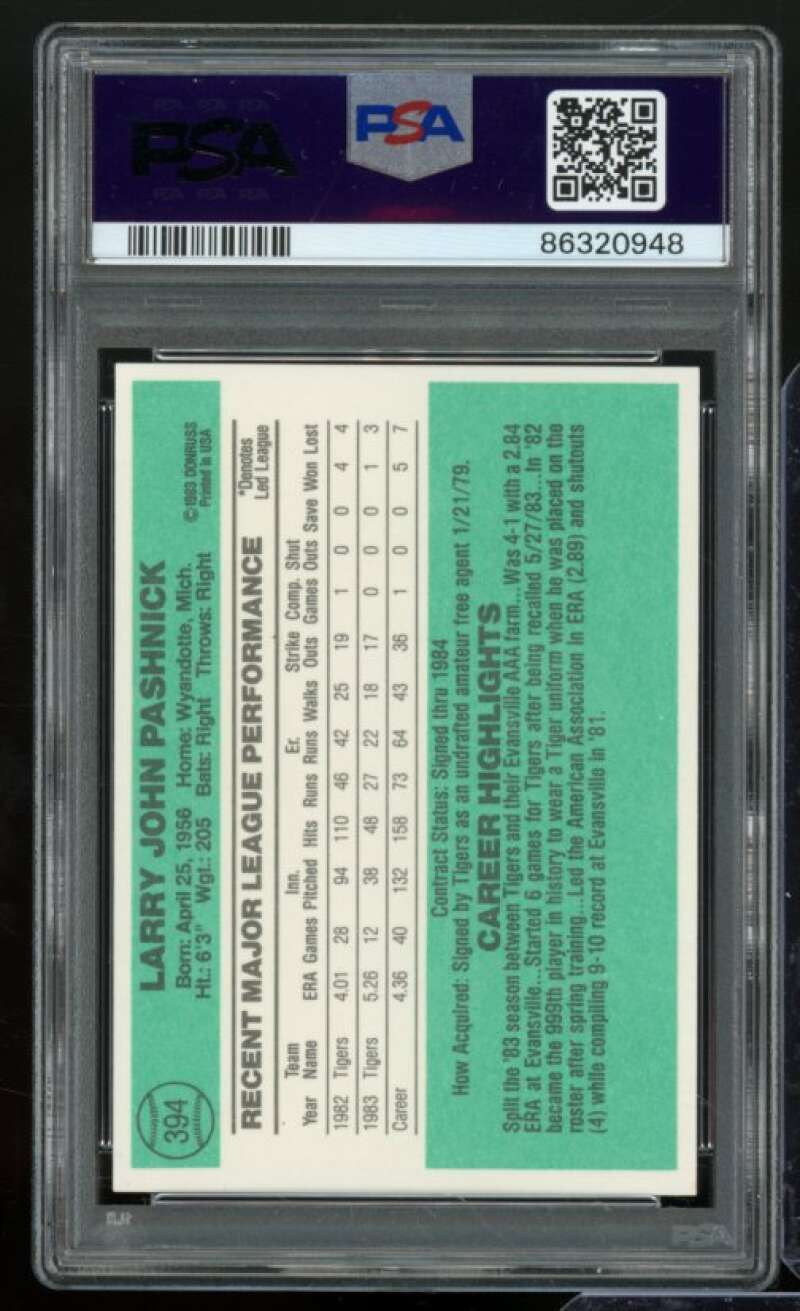 Larry Pashnick Card 1984 Donruss #394 PSA 9 Image 2