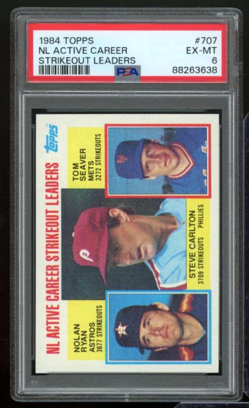 Seaver / Carlton / Nolan Ryan Strikeout Leaders Card 1984 Topps #707 PSA 6 Image 1