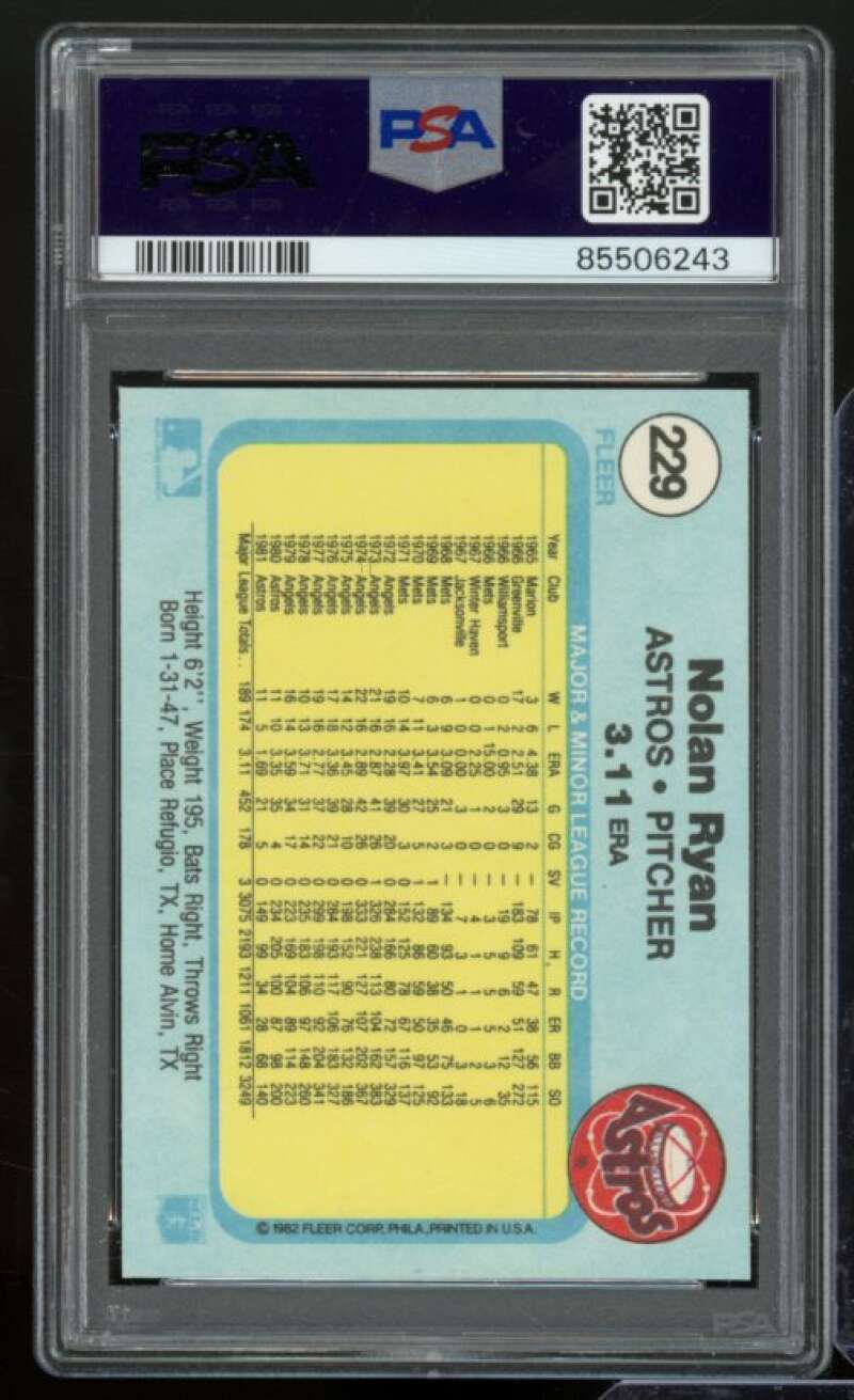 Nolan Ryan Card 1982 Fleer #229 PSA 6 Image 2