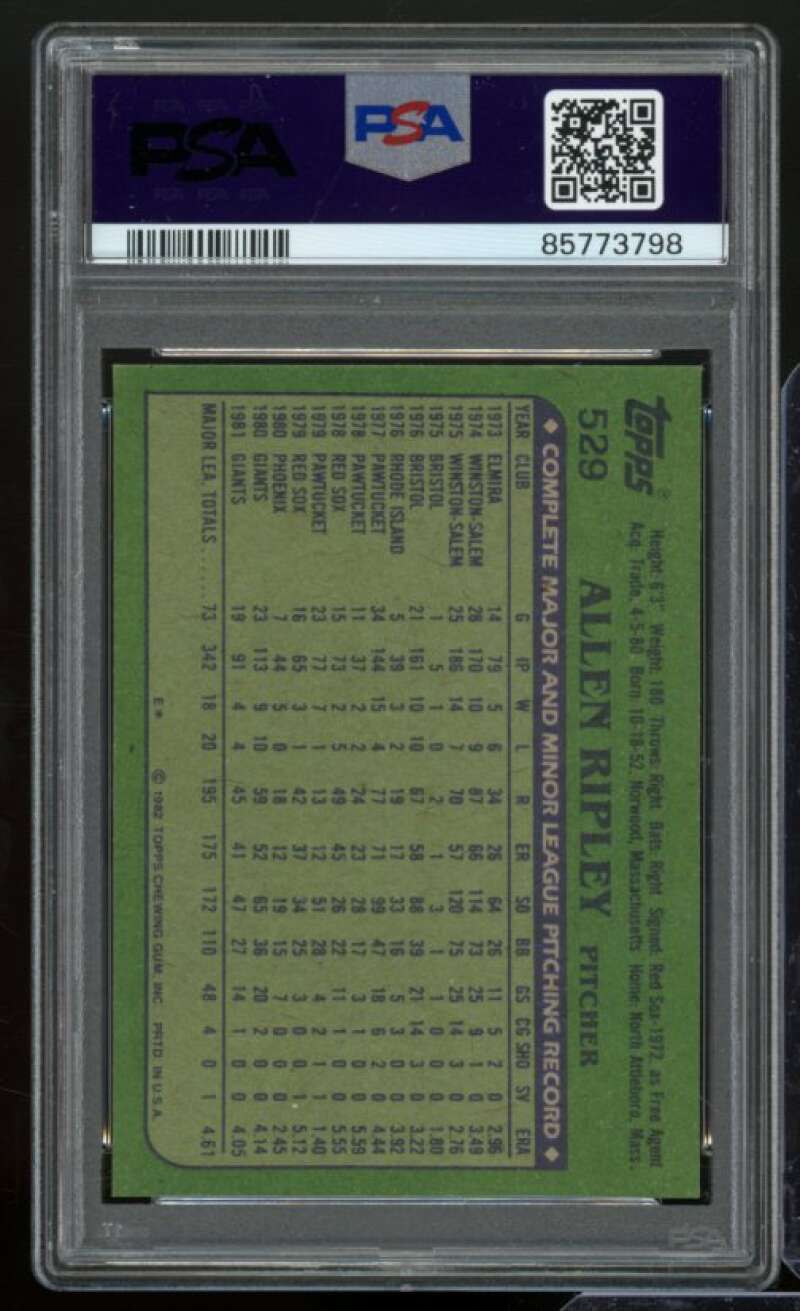 Allen Ripley Card 1982 Topps #529 PSA 8 Image 2