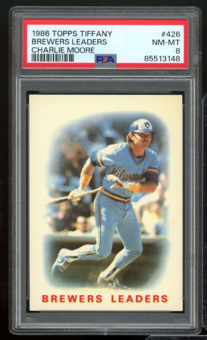 Charlie Moore Card 1986 Topps Tiffany #426 PSA 8 Image 1