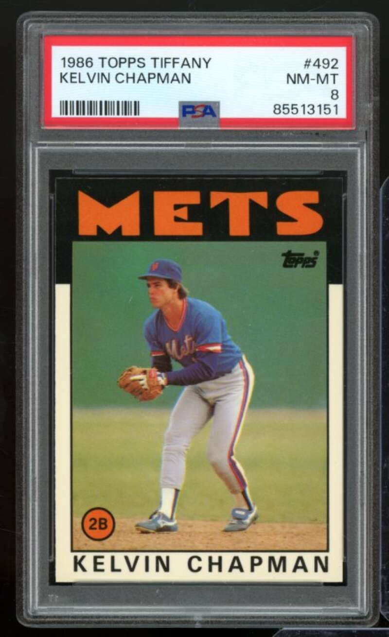 Kelvin Chapman Card 1986 Topps Tiffany #492 PSA 8 Image 1