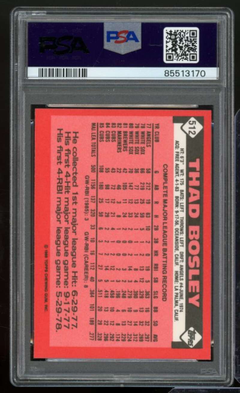 Thad Bosley Card 1986 Topps Tiffany #512 PSA 8 Image 2