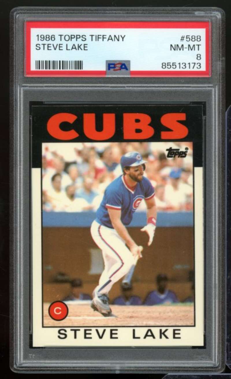 Steve Lake Card 1986 Topps Tiffany #588 PSA 8 Image 1