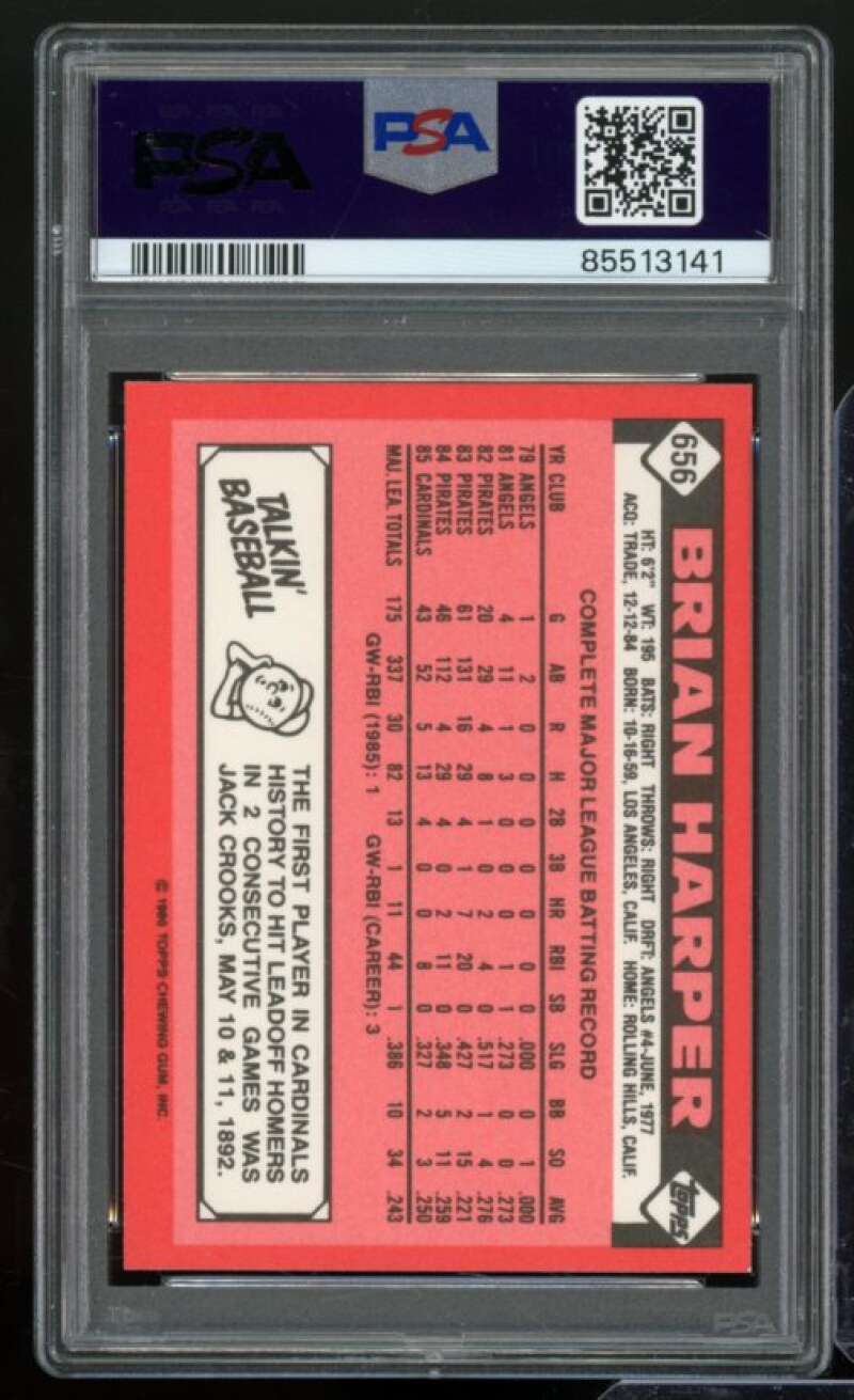 Brian Harper Card 1986 Topps Tiffany #656 PSA 8 Image 2