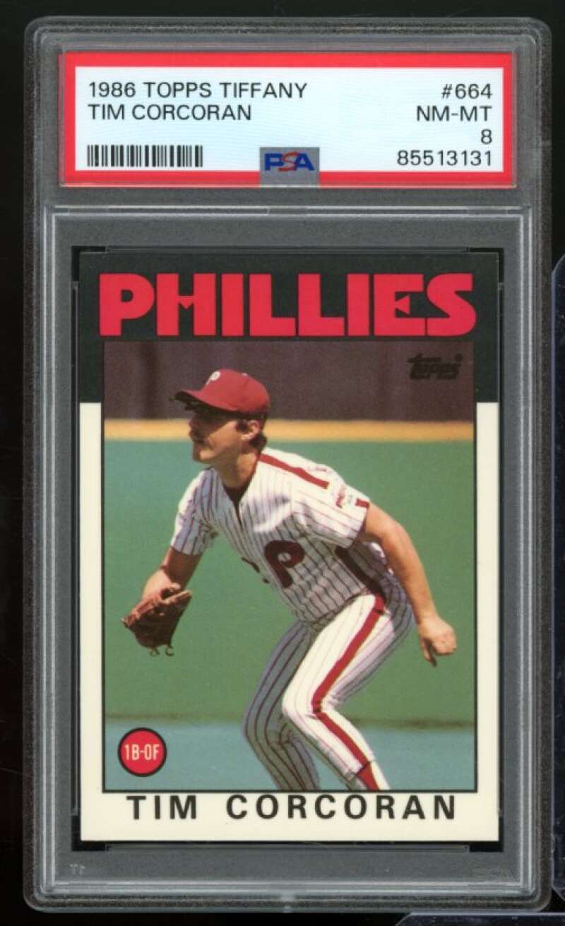 Tim Corcoran Card 1986 Topps Tiffany #664 PSA 8 Image 1