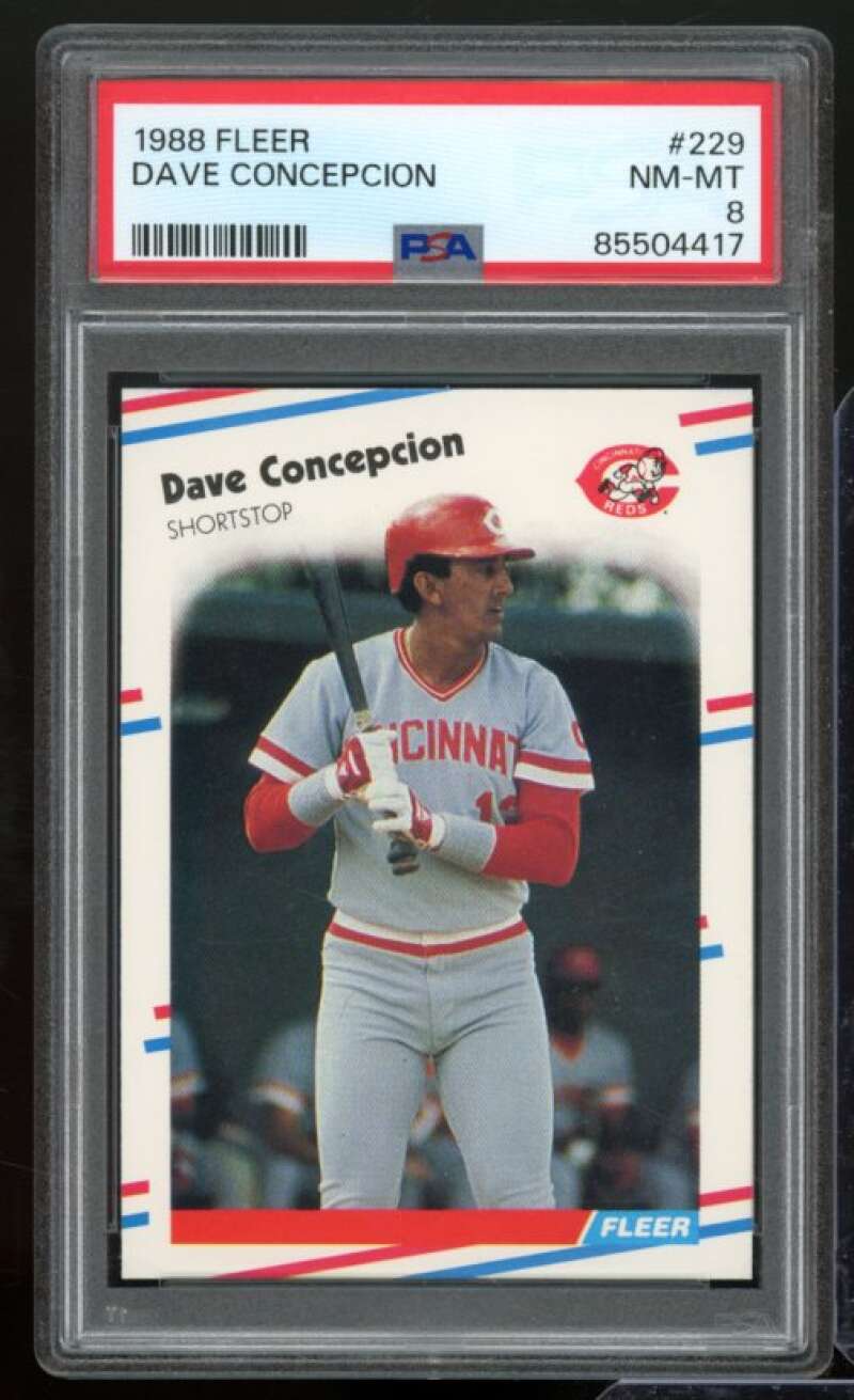 Dave Concepcion Card 1988 Fleer #229 PSA 8 Image 1