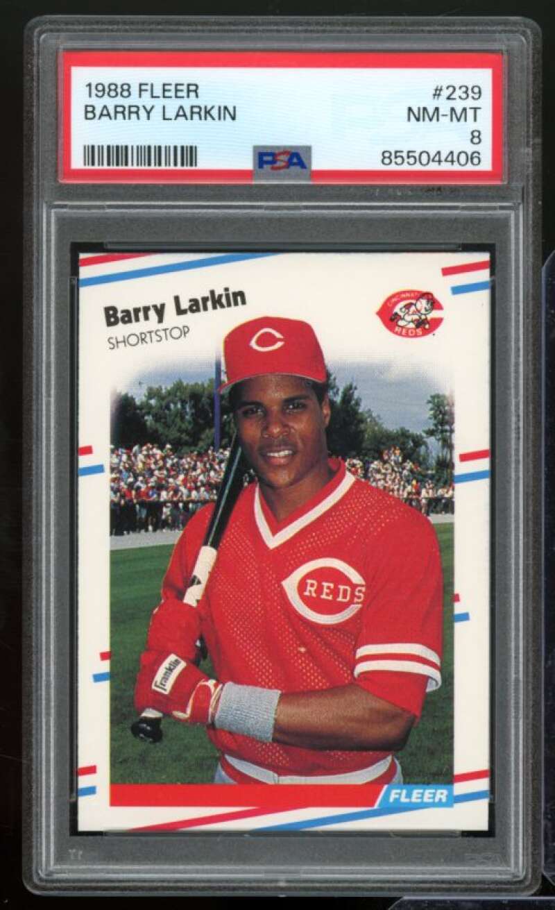 Barry Larkin Card 1988 Fleer #239 PSA 8 Image 1