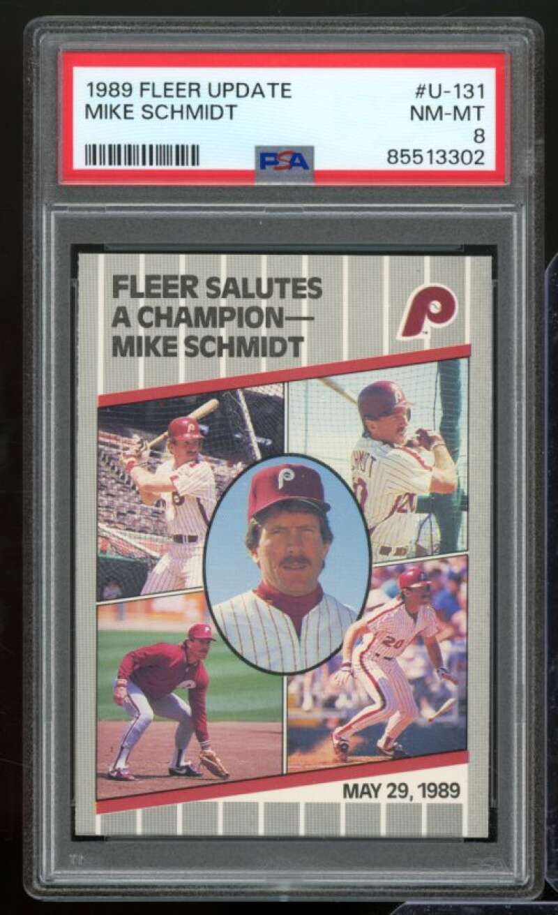 Mike Schmidt Card 1989 Fleer Update #U-131 PSA 8 Image 1