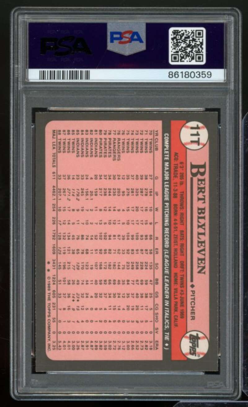 Bert Blyleven Card 1989 Topps Traded #11T PSA 8 Image 2