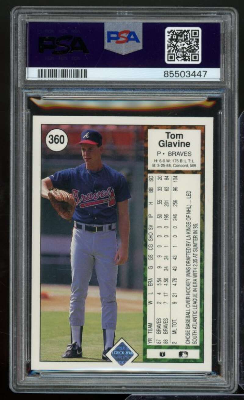 Tom Glavine Card 1989 Upper Deck #360 PSA 9 Image 2