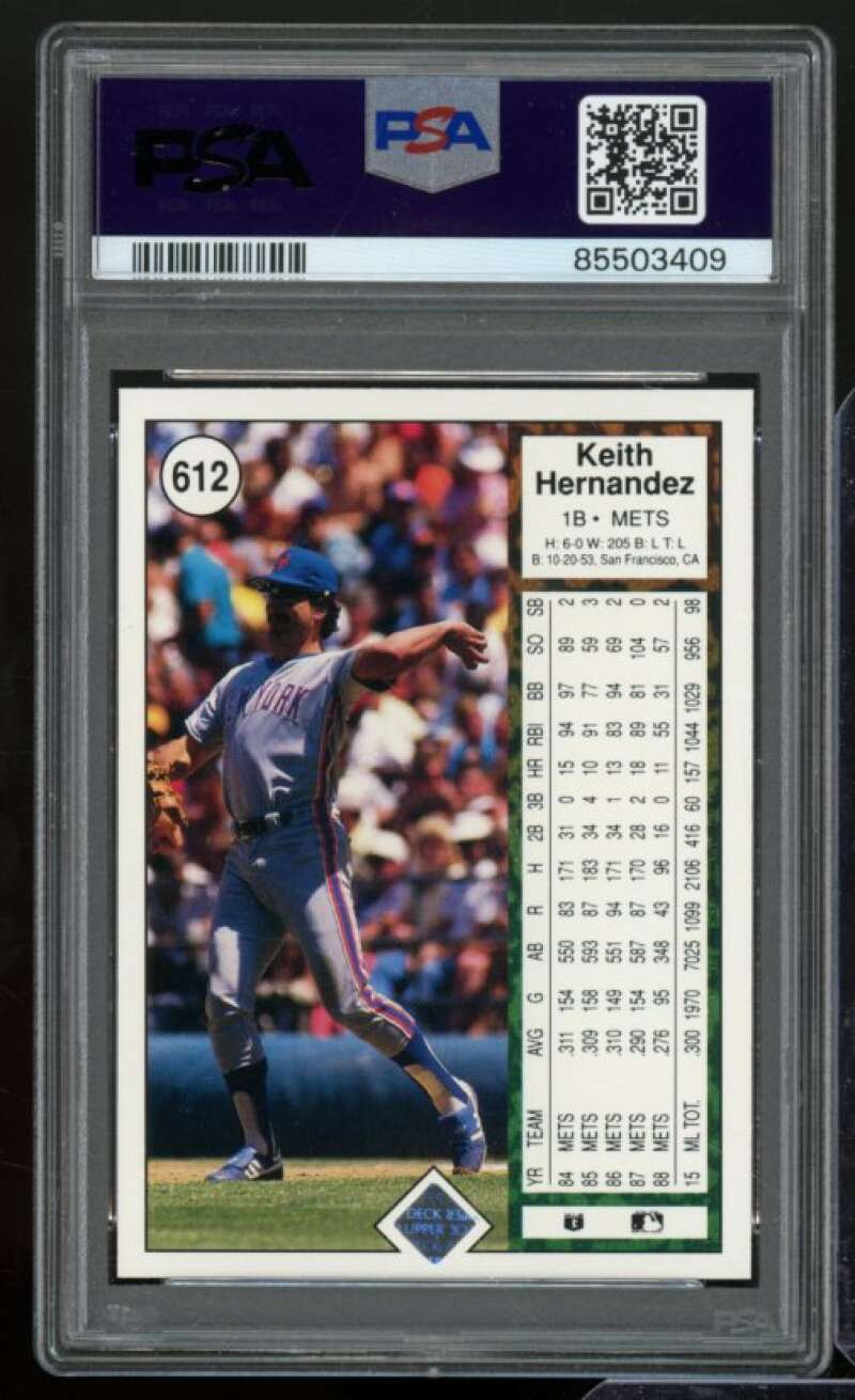 Keith Hernandez Card 1989 Upper Deck #612 PSA 9 Image 2