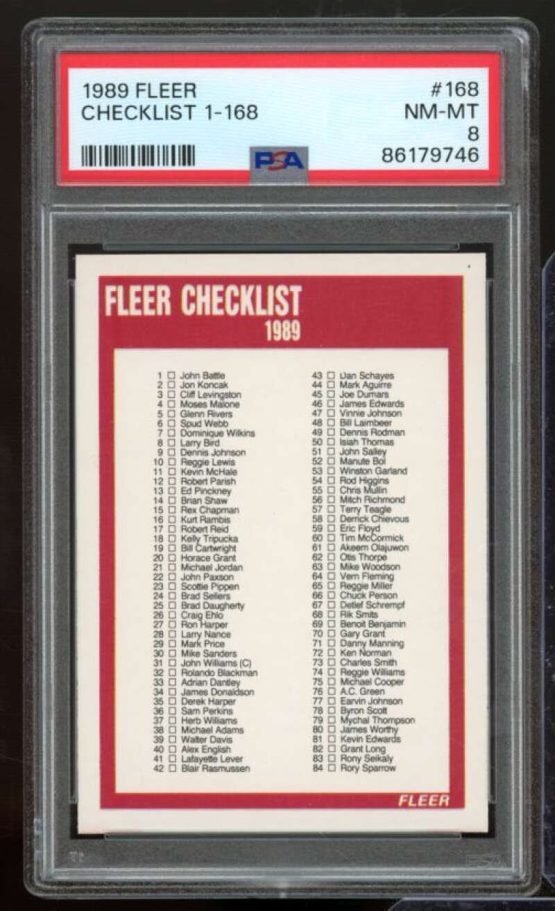 Checklist Card 1989 Fleer #168 PSA 8 Image 1