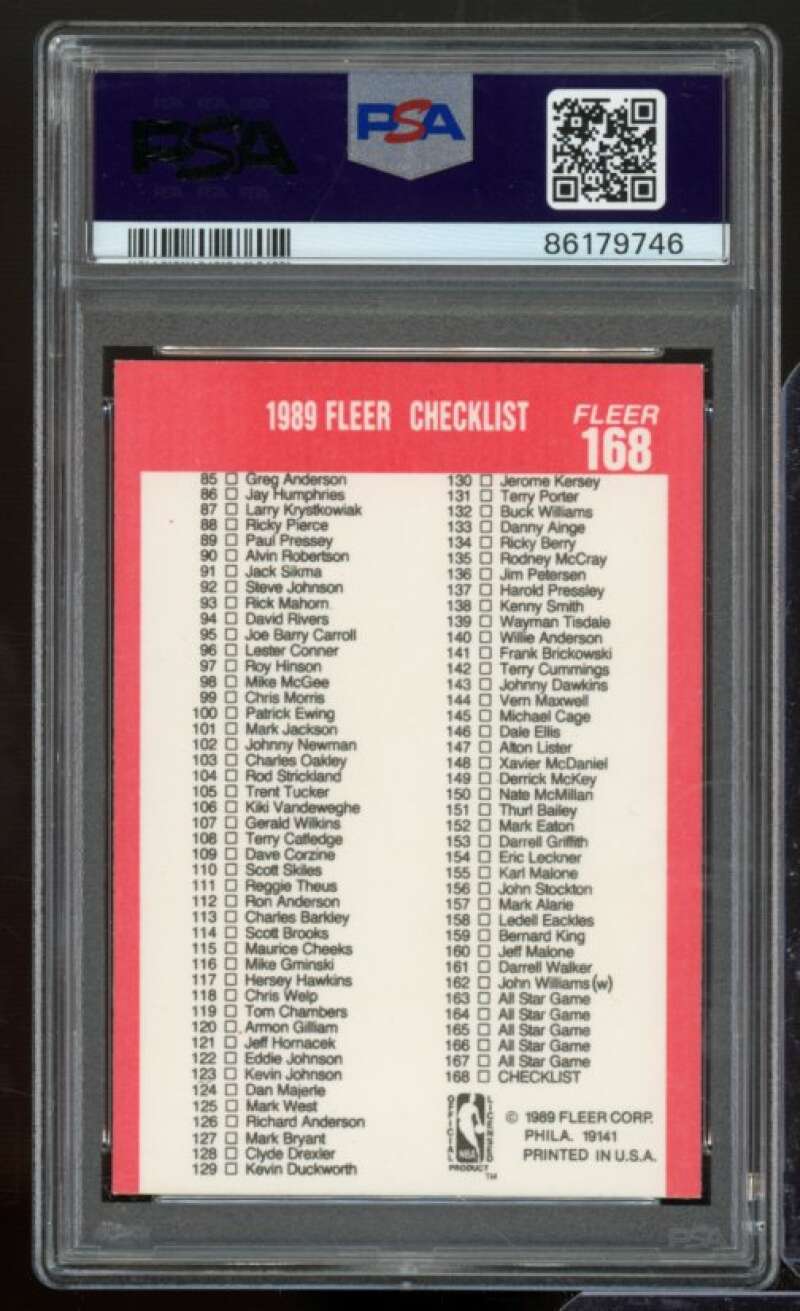 Checklist Card 1989 Fleer #168 PSA 8 Image 2