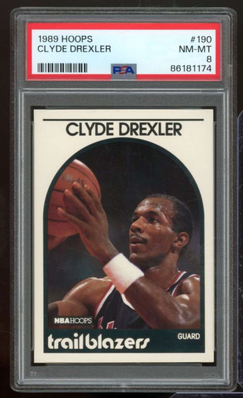 Clyde Drexler Card 1989-90 Hoops #190 PSA 8 Image 1