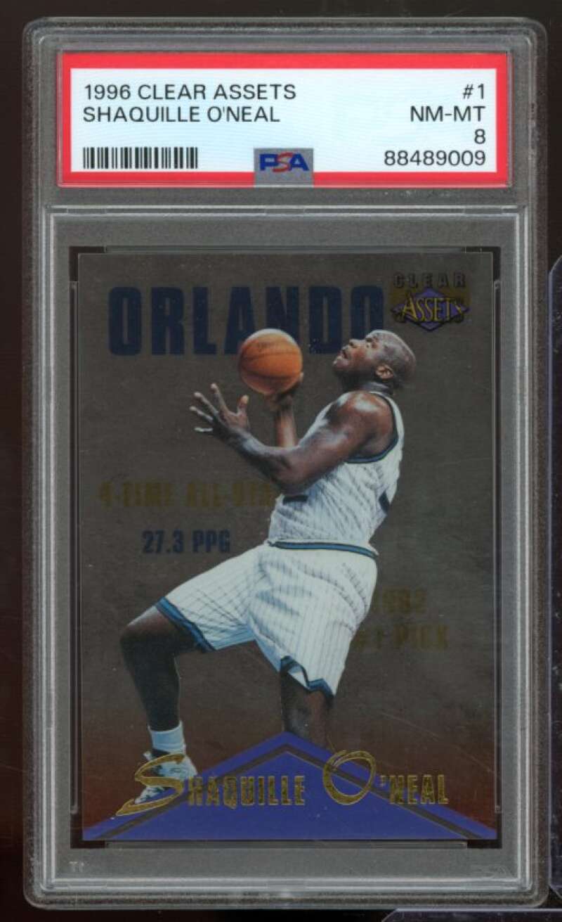 Shaquille O'Neal Card 1996 Clear Assets #1 PSA 8 Image 1