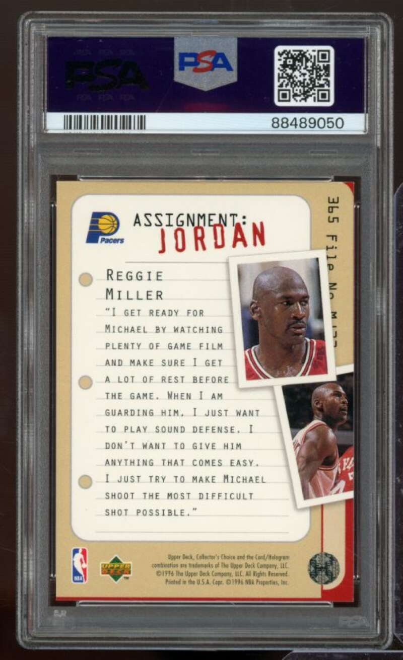 Michael Jordan/Reggie Miller Card 1996-97 Coll. Choice #365 PSA 8 Image 2