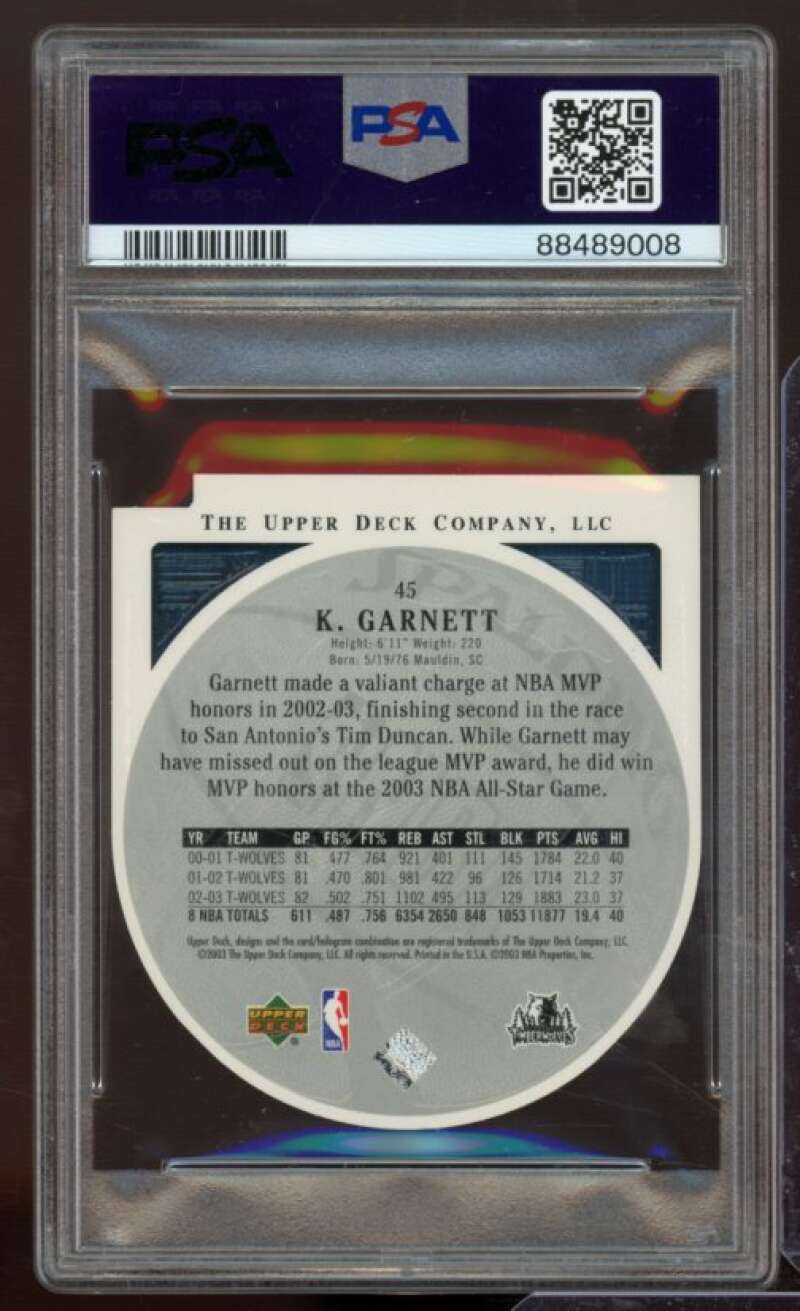 Kevin Garnett Card 2003-04 Upper Deck Standing O! Die Cut Embossed #45 PSA 7 Image 2