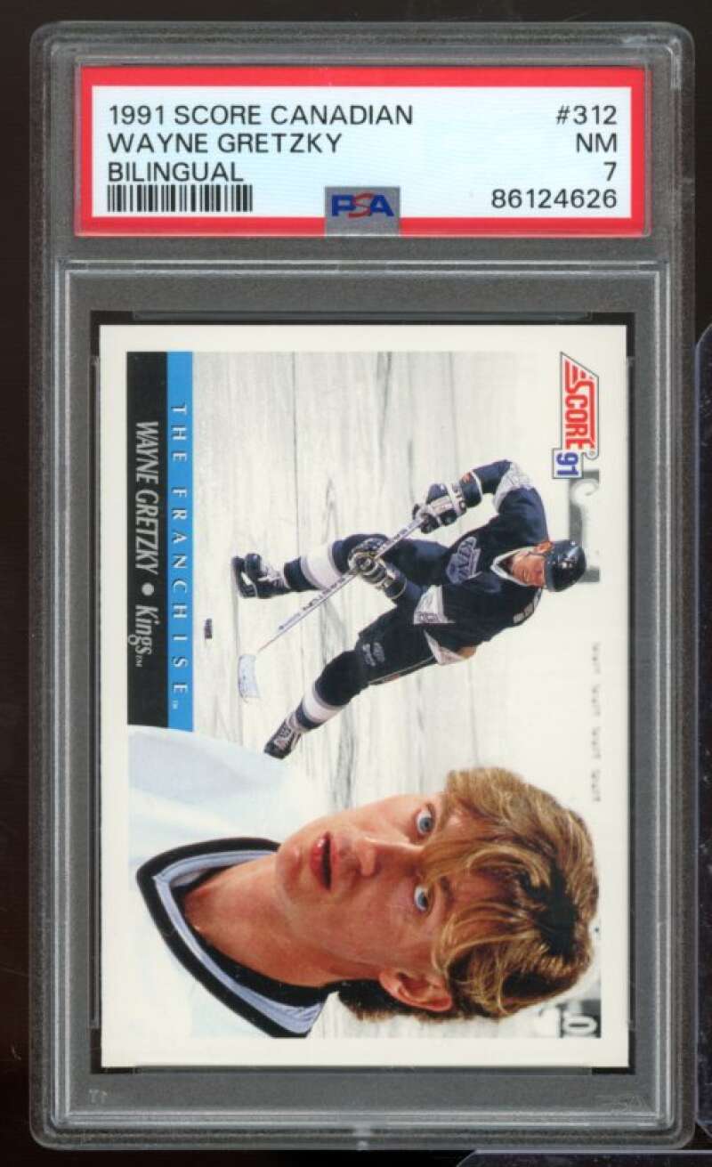 Wayne Gretzky Card 1991-92 Score Canadian #312 PSA 7 Image 1