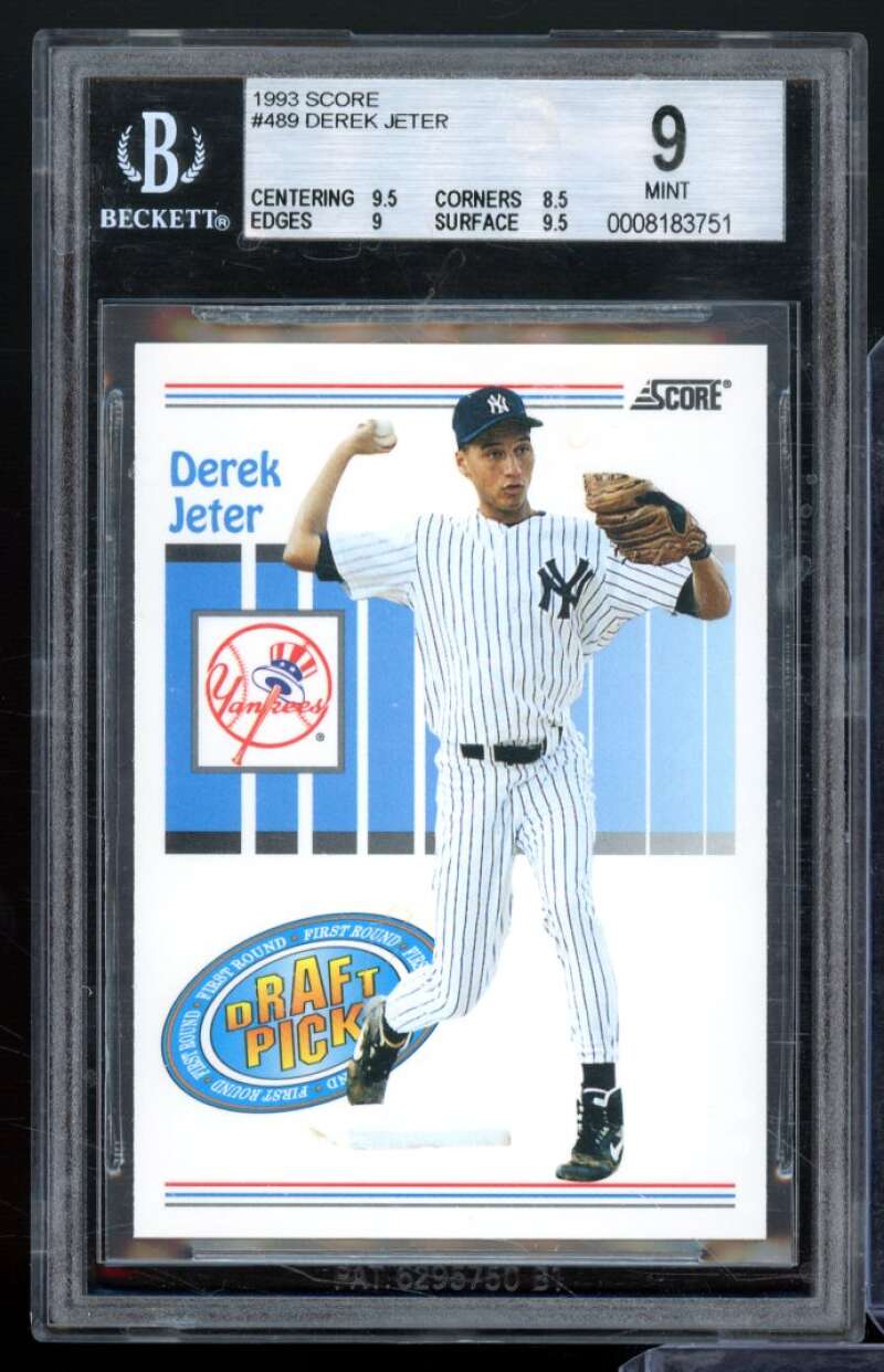 Derek Jeter Rookie Card 1993 Score #489 BGS 9 (9.5 8.5 9 9.5) Image 1