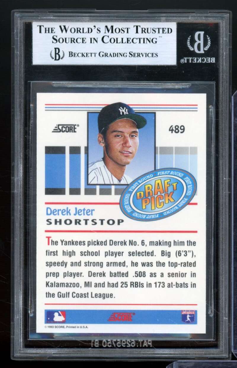 Derek Jeter Rookie Card 1993 Score #489 BGS 9 (9.5 8.5 9 9.5) Image 2