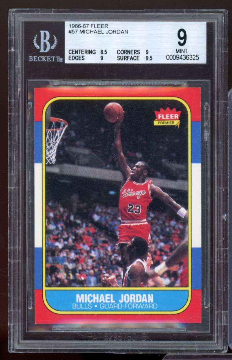 Michael Jordan Rookie Card 1986-87 Fleer #57 BGS 9 (8.5 9 9 9.5) Image 1