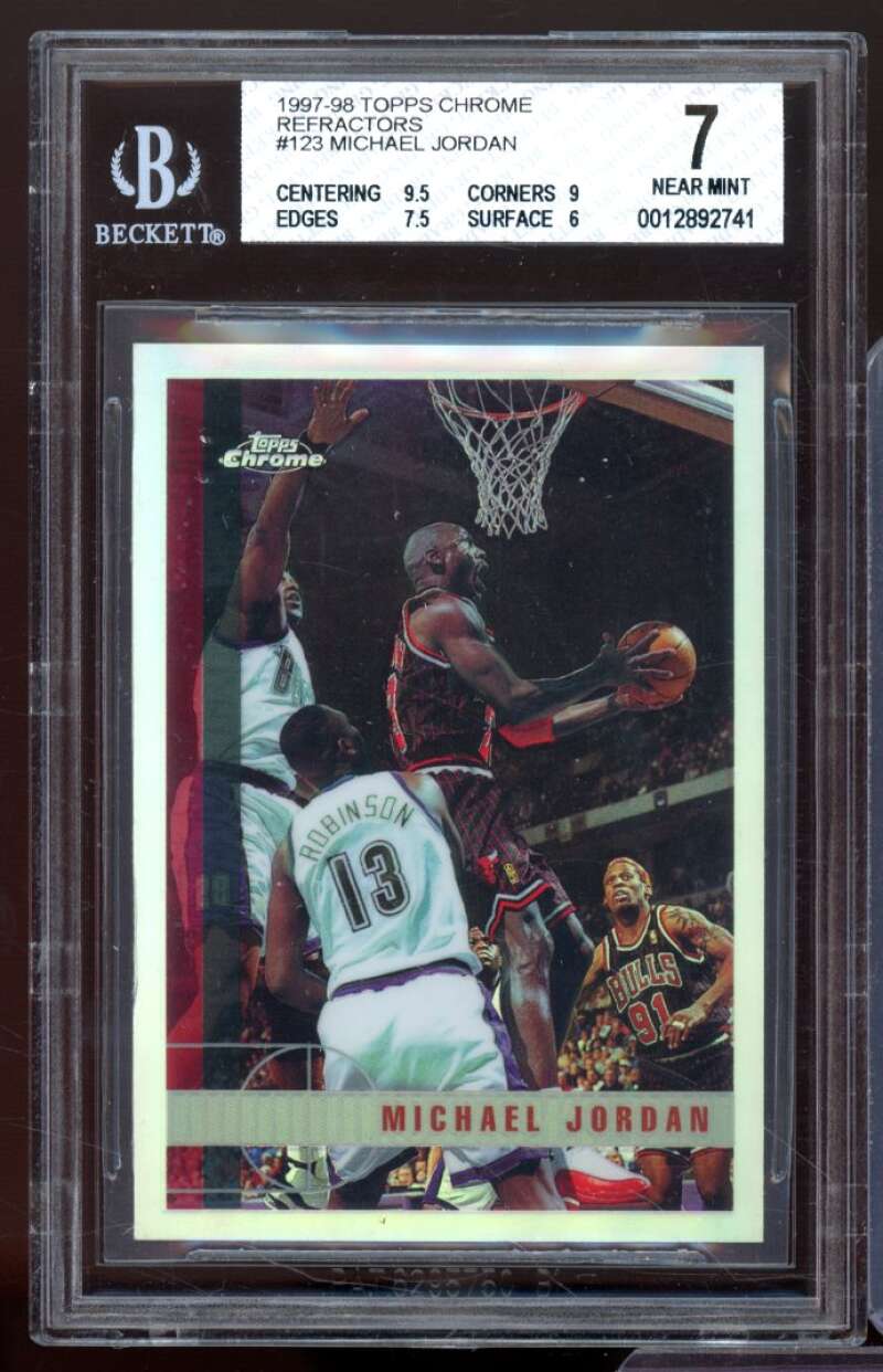 Michael Jordan Card 1997-98 Topps Chrome Refractors #123 BGS 7 (9.5 9 7.5 6) Image 1