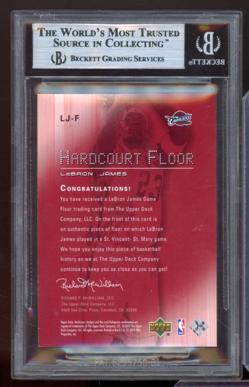 LeBron James Rookie Card 2003-04 Upper Deck Hardcourt Floor #LJF BGS 8.5 Image 2