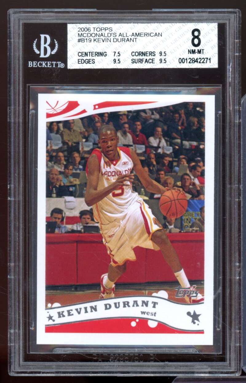 Kevin Durant Rookie Card 2006 Topps McDonald's All-American #B19 BGS 8 Image 1