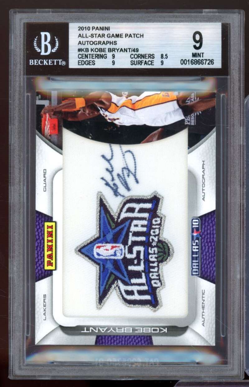Kobe Bryant Card 2010 Panini All-Star Game Patch Autographs (#d 40/49) #Kb BGS 9 Image 1