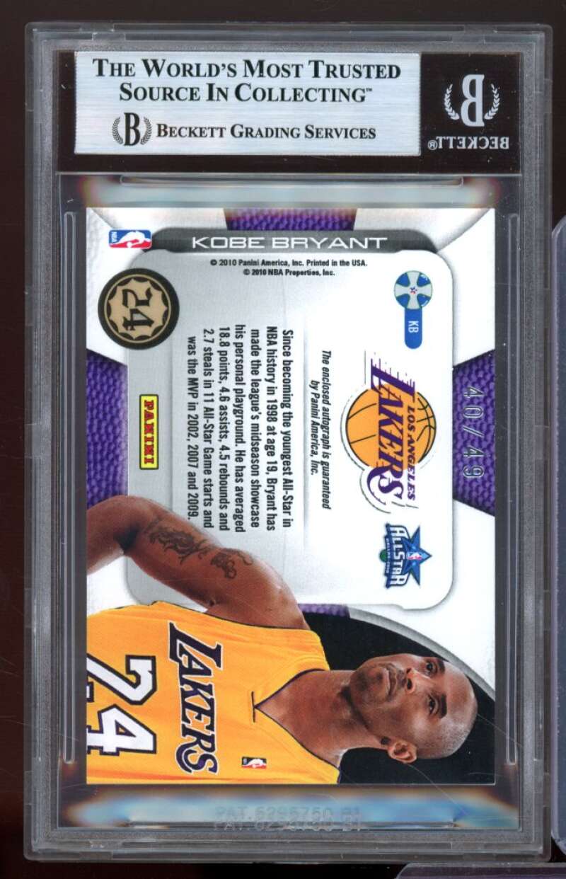 Kobe Bryant Card 2010 Panini All-Star Game Patch Autographs (#d 40/49) #Kb BGS 9 Image 2