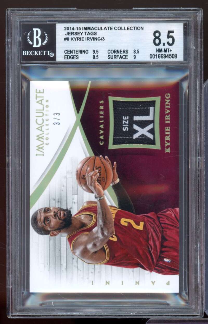 Kyrie Irving Card 2014-15 Immaculate Collection Jersey Tags (#d 3/3) #8 BGS 8.5 Image 1
